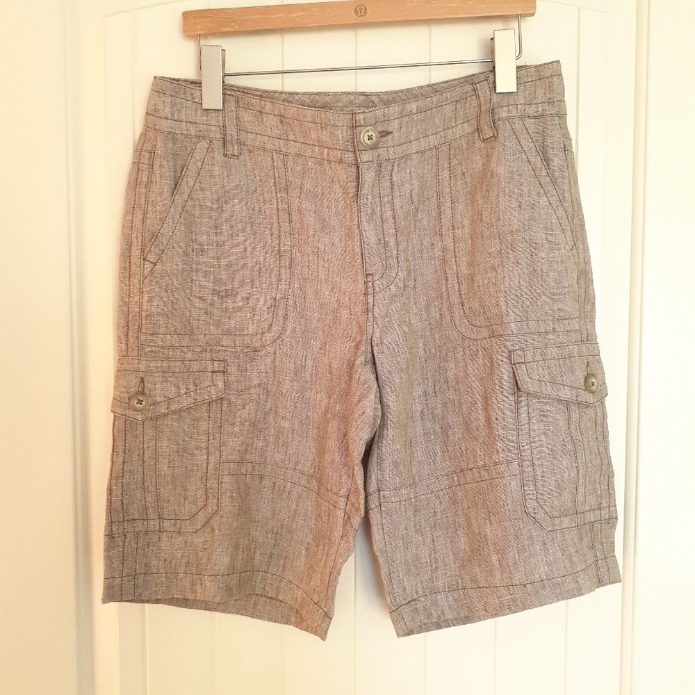 Cabi Women's Linen Cargo Shorts Brown Size 10